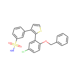 NS(=O)(=O)c1cccc(-c2ccsc2-c2cc(Cl)ccc2OCc2ccccc2)c1 ZINC000006717795
