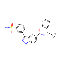 NS(=O)(=O)c1cccc(-c2n[nH]c3ccc(C(=O)N[C@H](c4ccccc4)C4CC4)cc23)c1 ZINC000166797570