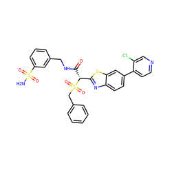 NS(=O)(=O)c1cccc(CNC(=O)[C@H](c2nc3ccc(-c4ccncc4Cl)cc3s2)S(=O)(=O)Cc2ccccc2)c1 ZINC000221942553