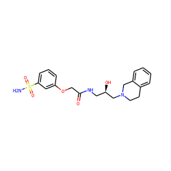 NS(=O)(=O)c1cccc(OCC(=O)NC[C@@H](O)CN2CCc3ccccc3C2)c1 ZINC000218918872