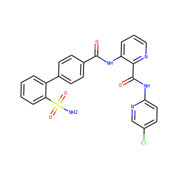 NS(=O)(=O)c1ccccc1-c1ccc(C(=O)Nc2cccnc2C(=O)Nc2ccc(Cl)cn2)cc1 ZINC000028110313
