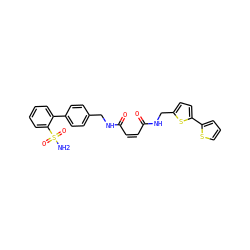 NS(=O)(=O)c1ccccc1-c1ccc(CNC(=O)/C=C\C(=O)NCc2ccc(-c3cccs3)s2)cc1 ZINC000038141013