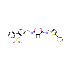 NS(=O)(=O)c1ccccc1-c1ccc(CNC(=O)[C@H]2CC[C@@H]2C(=O)NCc2ccc(-c3cccs3)s2)cc1 ZINC000028355458