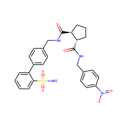 NS(=O)(=O)c1ccccc1-c1ccc(CNC(=O)[C@H]2CCC[C@@H]2C(=O)NCc2ccc([N+](=O)[O-])cc2)cc1 ZINC000028355437