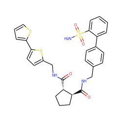 NS(=O)(=O)c1ccccc1-c1ccc(CNC(=O)[C@H]2CCC[C@@H]2C(=O)NCc2ccc(-c3cccs3)s2)cc1 ZINC000028346206