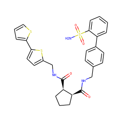 NS(=O)(=O)c1ccccc1-c1ccc(CNC(=O)[C@H]2CCC[C@H]2C(=O)NCc2ccc(-c3cccs3)s2)cc1 ZINC000028339708