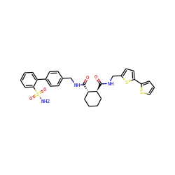 NS(=O)(=O)c1ccccc1-c1ccc(CNC(=O)[C@H]2CCCC[C@@H]2C(=O)NCc2ccc(-c3cccs3)s2)cc1 ZINC000028349966