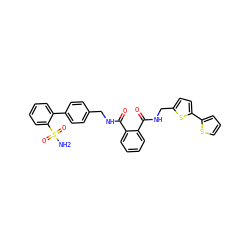NS(=O)(=O)c1ccccc1-c1ccc(CNC(=O)c2ccccc2C(=O)NCc2ccc(-c3cccs3)s2)cc1 ZINC000028353607