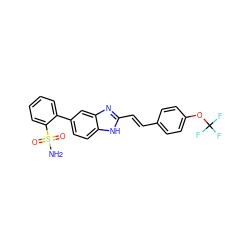 NS(=O)(=O)c1ccccc1-c1ccc2[nH]c(/C=C/c3ccc(OC(F)(F)F)cc3)nc2c1 ZINC000117133424