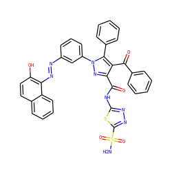 NS(=O)(=O)c1nnc(NC(=O)c2nn(-c3cccc(/N=N/c4c(O)ccc5ccccc45)c3)c(-c3ccccc3)c2C(=O)c2ccccc2)s1 ZINC000049899620