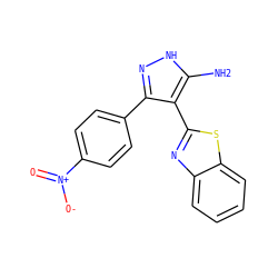 Nc1[nH]nc(-c2ccc([N+](=O)[O-])cc2)c1-c1nc2ccccc2s1 ZINC000114399191