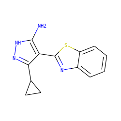 Nc1[nH]nc(C2CC2)c1-c1nc2ccccc2s1 ZINC000019721155
