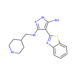 Nc1[nH]nc(NCC2CCNCC2)c1-c1nc2ccccc2s1 ZINC000114399782
