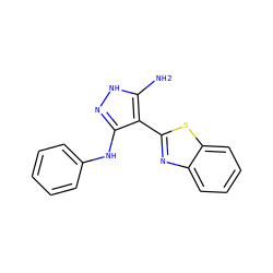 Nc1[nH]nc(Nc2ccccc2)c1-c1nc2ccccc2s1 ZINC000221525906