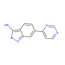 Nc1[nH]nc2cc(-c3ccncn3)ccc12 ZINC000066123847
