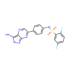 Nc1[nH]nc2nc(-c3ccc(NS(=O)(=O)c4cc(F)ccc4F)cc3)cnc12 ZINC000221226155