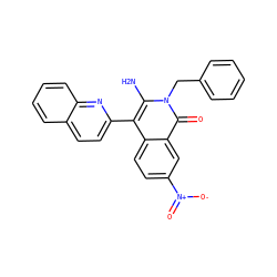 Nc1c(-c2ccc3ccccc3n2)c2ccc([N+](=O)[O-])cc2c(=O)n1Cc1ccccc1 ZINC000001044100