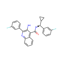 Nc1c(-c2cccc(F)c2)nc2ccccc2c1C(=O)N[C@H](c1cccc(F)c1)C1CC1 ZINC000040933548