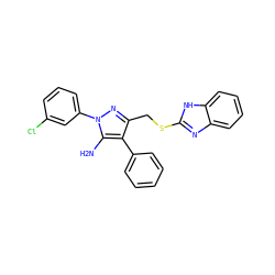 Nc1c(-c2ccccc2)c(CSc2nc3ccccc3[nH]2)nn1-c1cccc(Cl)c1 ZINC000008686284