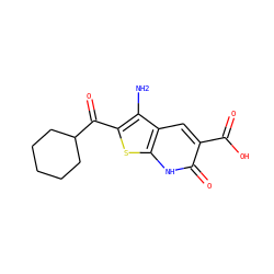 Nc1c(C(=O)C2CCCCC2)sc2[nH]c(=O)c(C(=O)O)cc12 ZINC000028902886