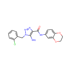 Nc1c(C(=O)Nc2ccc3c(c2)OCCO3)nnn1Cc1ccccc1Cl ZINC000004852485