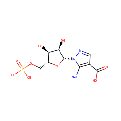 Nc1c(C(=O)O)cnn1[C@@H]1O[C@H](COP(=O)(O)O)[C@@H](O)[C@H]1O ZINC000040406410