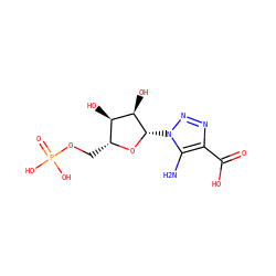 Nc1c(C(=O)O)nnn1[C@@H]1O[C@H](COP(=O)(O)O)[C@@H](O)[C@H]1O ZINC000040835354