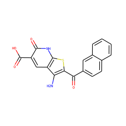 Nc1c(C(=O)c2ccc3ccccc3c2)sc2[nH]c(=O)c(C(=O)O)cc12 ZINC000028902865