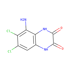 Nc1c(Cl)c(Cl)cc2[nH]c(=O)c(=O)[nH]c12 ZINC000013743962