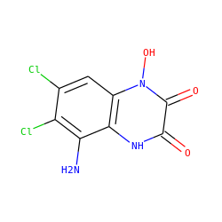 Nc1c(Cl)c(Cl)cc2c1[nH]c(=O)c(=O)n2O ZINC000100918198