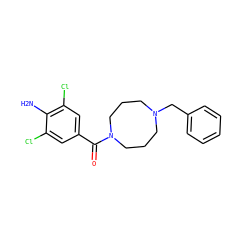 Nc1c(Cl)cc(C(=O)N2CCCN(Cc3ccccc3)CCC2)cc1Cl ZINC000036286476