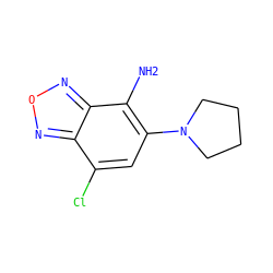 Nc1c(N2CCCC2)cc(Cl)c2nonc12 ZINC000002436342