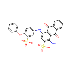 Nc1c(S(=O)(=O)O)cc(Nc2ccc(Oc3ccccc3)c(S(=O)(=O)O)c2)c2c1C(=O)c1ccccc1C2=O ZINC000044306756