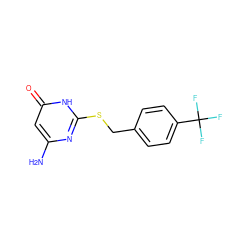 Nc1cc(=O)[nH]c(SCc2ccc(C(F)(F)F)cc2)n1 ZINC000037022422