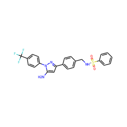 Nc1cc(-c2ccc(CNS(=O)(=O)c3ccccc3)cc2)nn1-c1ccc(C(F)(F)F)cc1 ZINC000026383027