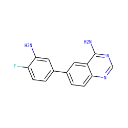 Nc1cc(-c2ccc3ncnc(N)c3c2)ccc1F ZINC000148880717