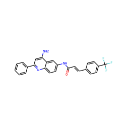 Nc1cc(-c2ccccc2)nc2ccc(NC(=O)/C=C/c3ccc(C(F)(F)F)cc3)cc12 ZINC000038149833