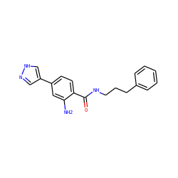 Nc1cc(-c2cn[nH]c2)ccc1C(=O)NCCCc1ccccc1 ZINC001772578138
