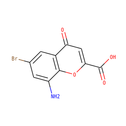 Nc1cc(Br)cc2c(=O)cc(C(=O)O)oc12 ZINC000096271917