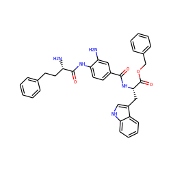 Nc1cc(C(=O)N[C@@H](Cc2c[nH]c3ccccc23)C(=O)OCc2ccccc2)ccc1NC(=O)[C@@H](N)CCc1ccccc1 ZINC000299861422