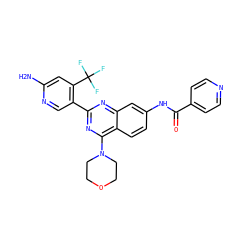 Nc1cc(C(F)(F)F)c(-c2nc(N3CCOCC3)c3ccc(NC(=O)c4ccncc4)cc3n2)cn1 ZINC000653716256