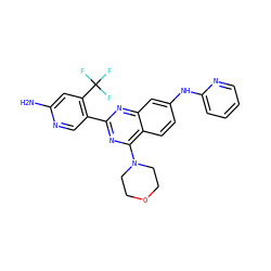 Nc1cc(C(F)(F)F)c(-c2nc(N3CCOCC3)c3ccc(Nc4ccccn4)cc3n2)cn1 ZINC000653716257
