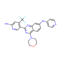 Nc1cc(C(F)(F)F)c(-c2nc(N3CCOCC3)c3ccc(Nc4ccncc4)cc3n2)cn1 ZINC000653716270