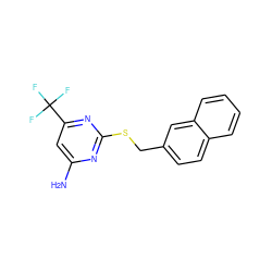 Nc1cc(C(F)(F)F)nc(SCc2ccc3ccccc3c2)n1 ZINC000005940400
