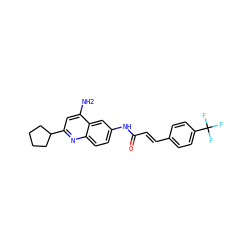 Nc1cc(C2CCCC2)nc2ccc(NC(=O)/C=C/c3ccc(C(F)(F)F)cc3)cc12 ZINC000036351898