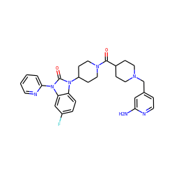 Nc1cc(CN2CCC(C(=O)N3CCC(n4c(=O)n(-c5ccccn5)c5cc(F)ccc54)CC3)CC2)ccn1 ZINC000096285304