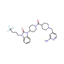 Nc1cc(CN2CCC(C(=O)N3CCC(n4c(=O)n(CCCC(F)(F)F)c5ccccc54)CC3)CC2)ccn1 ZINC000096285302