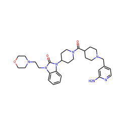 Nc1cc(CN2CCC(C(=O)N3CCC(n4c(=O)n(CCN5CCOCC5)c5ccccc54)CC3)CC2)ccn1 ZINC000096285295
