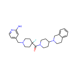 Nc1cc(CN2CCC(F)(C(=O)N3CCC(N4CCc5ccccc5C4)CC3)CC2)ccn1 ZINC000068200738