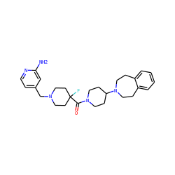 Nc1cc(CN2CCC(F)(C(=O)N3CCC(N4CCc5ccccc5CC4)CC3)CC2)ccn1 ZINC000068200732